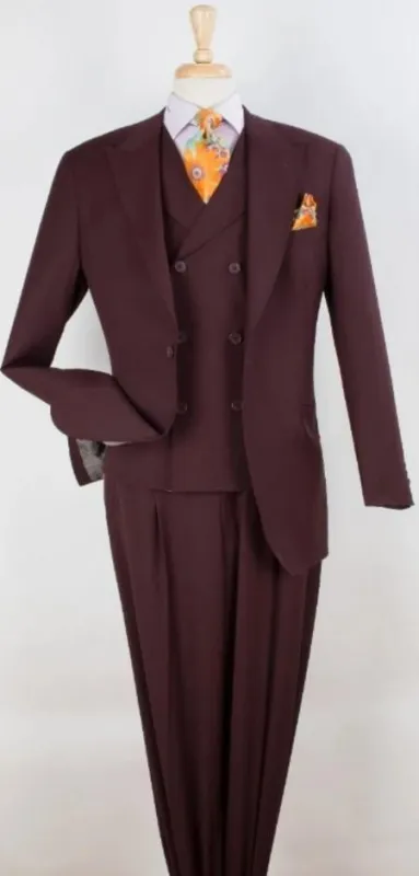 Mens Suit - Classic Fit Suit - Pleated Pants - Suit With Double Breasted Vest sold by Alberto Nardoni