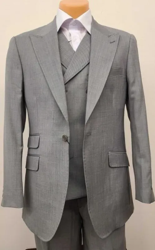 Mens Suit - Classic Fit Suit - Pleated Pants - Suit With Double Breasted Vest sold by Alberto Nardoni