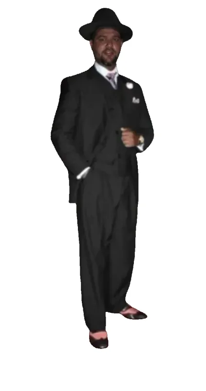 Wide Leg Pleated Pants Pants - 100% Wool Suit - Double Breasted Vest Peak Lapel - Classic Fit Suit - Vested Suit - Charcoal sold by Alberto Nardoni