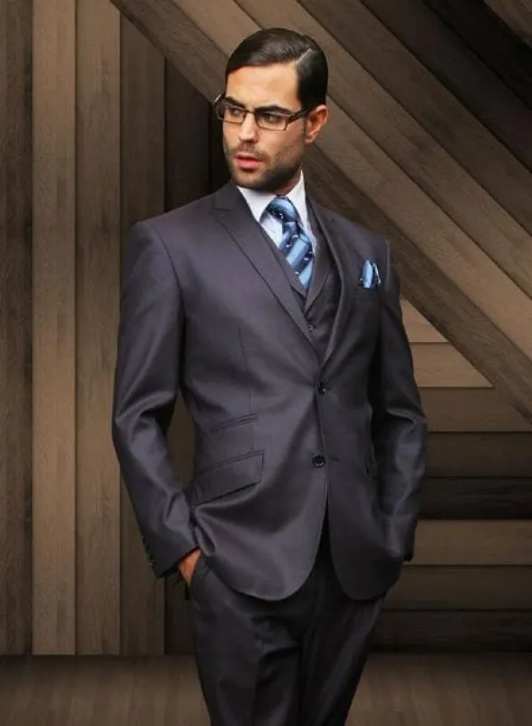Suit And Shirt Combinations Men's Slim 2 Button Dark Navy Vested Suit Comes With Free Shirt & Tie sold by Alberto Nardoni