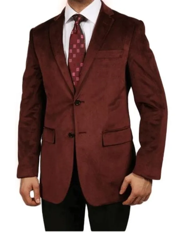 Wholesale Mens Jackets - Wholesale Blazer - Burgundy Two Button  Velvet Blazer sold by Alberto Nardoni