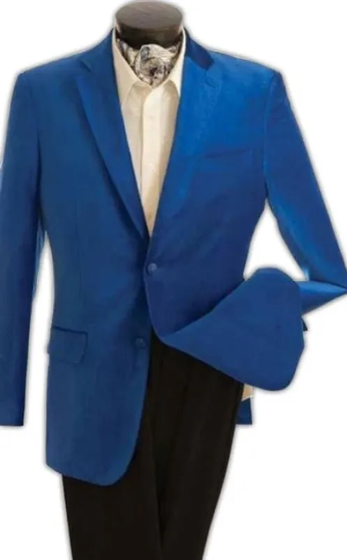 Wholesale Mens Jackets - Wholesale Blazer - Royal Blue 2 Button Velvet Blazer sold by Alberto Nardoni