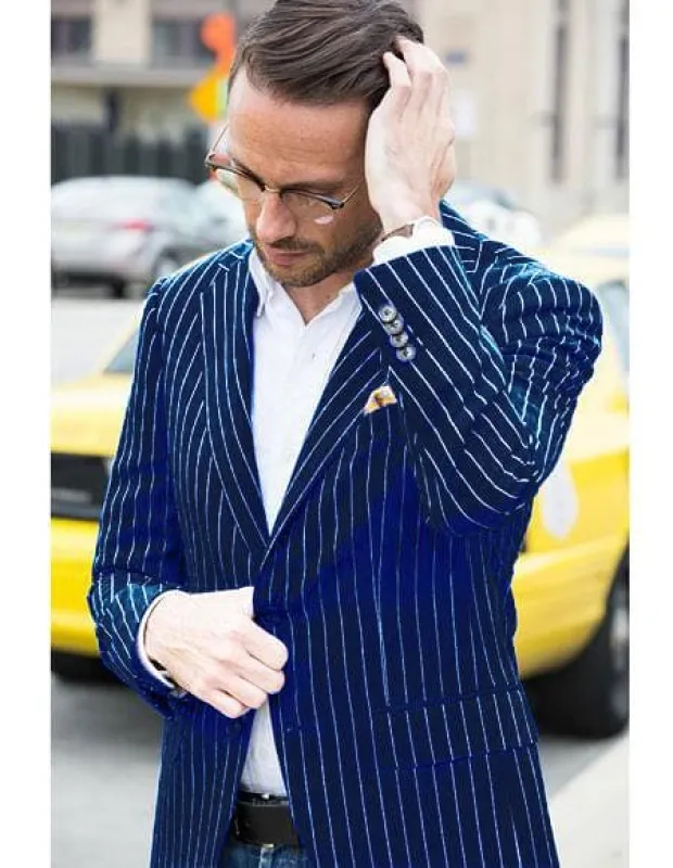 Wholesale Mens Jackets - Wholesale Blazer -Navy And Bold White Blazer sold by Alberto Nardoni