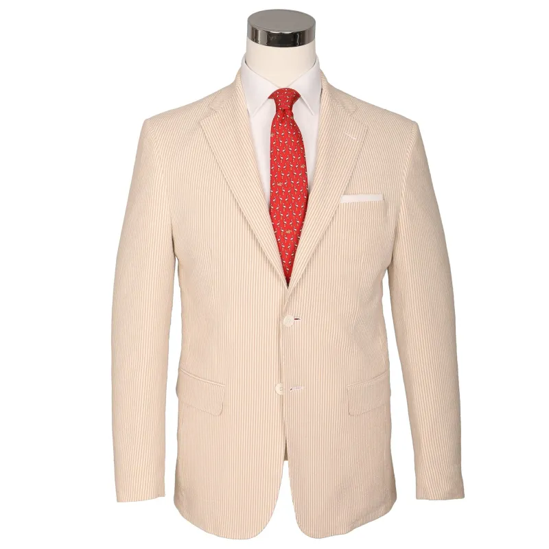 Seersucker Blazer - "Tan" Seersucker Sport Coat sold by Alberto Nardoni