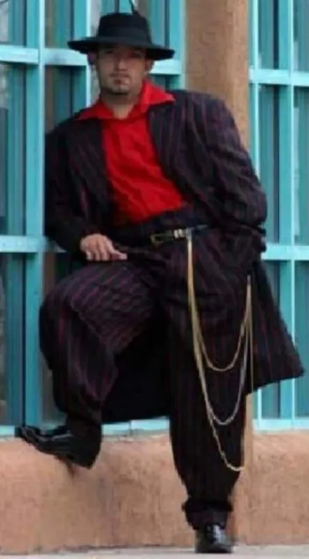 Black With Red Pinstripe Suit On Sale sold by Alberto Nardoni