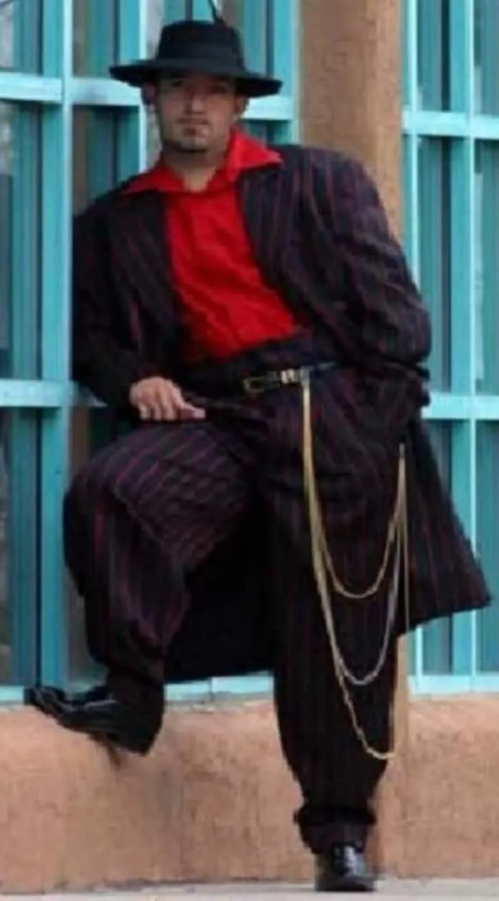 Black With Red Pinstripe Suit On Sale sold by Alberto Nardoni