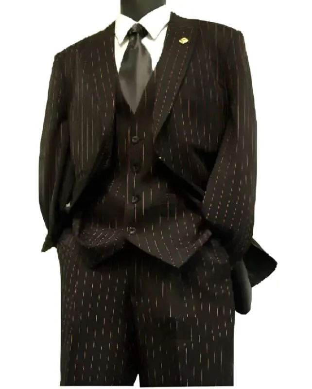 Black With Red Pinstripe Suit sold by Alberto Nardoni