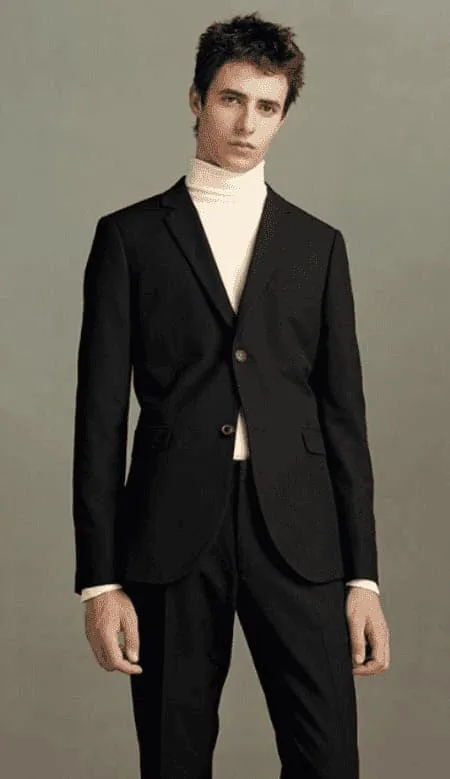 Suit And Turtleneck Combo - Turtleneck Prom Outfits - Prom Turtleneck Black Suit sold by Alberto Nardoni