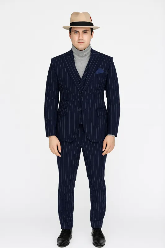 Suit And Turtleneck Combo - Turtleneck Prom Outfits - Prom Turtleneck  Navy Suit sold by Alberto Nardoni