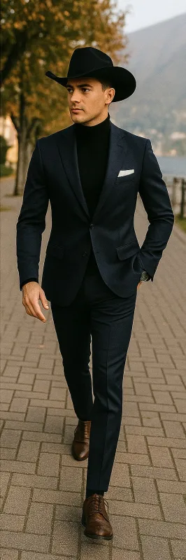 Suit And Turtleneck Combo - Turtleneck Prom Outfits - Prom Turtleneck  Black Suit sold by Alberto Nardoni