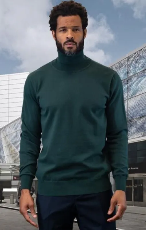 Suit And Turtleneck Combo - Turtleneck Prom Outfits - Prom Turtleneck  Hunter Green Suit sold by Alberto Nardoni