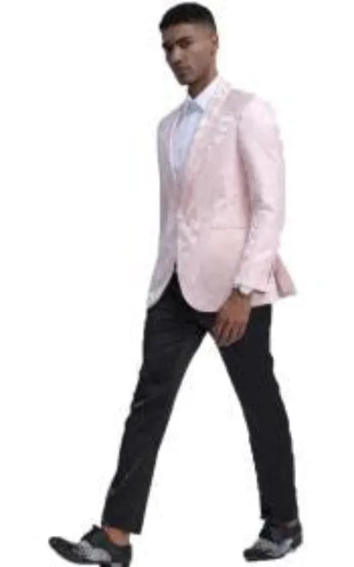 Mens Light Pink Tuxedo - White And Pink Paisley Sport Coat sold by Alberto Nardoni