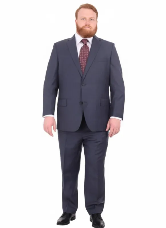 Mix And Match Suits Men's Heather Blue Two Button Portly Fully Lined Suit Executive Fit Suit - Mens Portly Suit sold by Alberto Nardoni