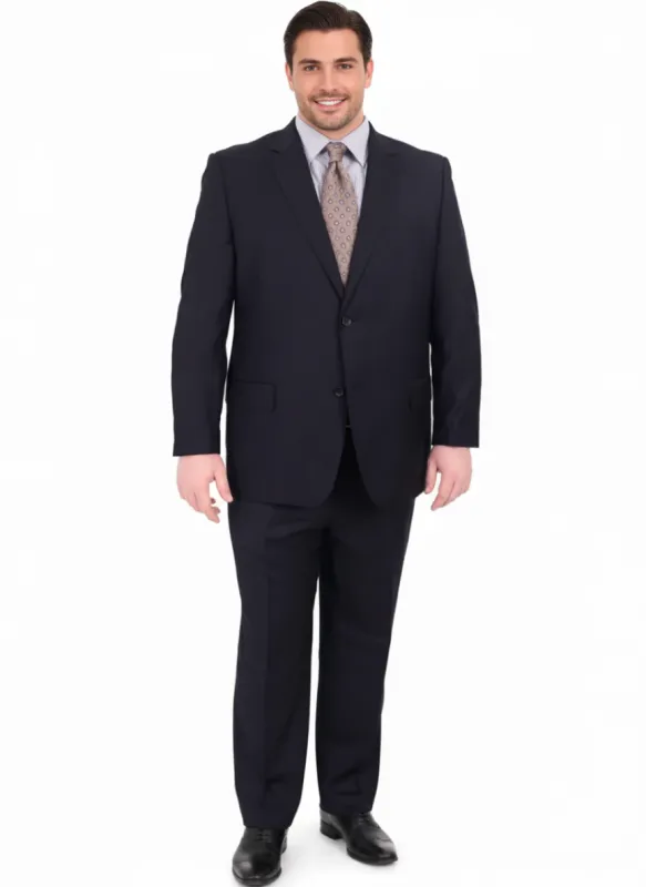 Mix And Match Suits Men's Two Button Portly Solid Dark Navy Blue Suit For Men Super 140'S Suit Executive Fit Suit - Mens Portly Suit sold by Alberto Nardoni