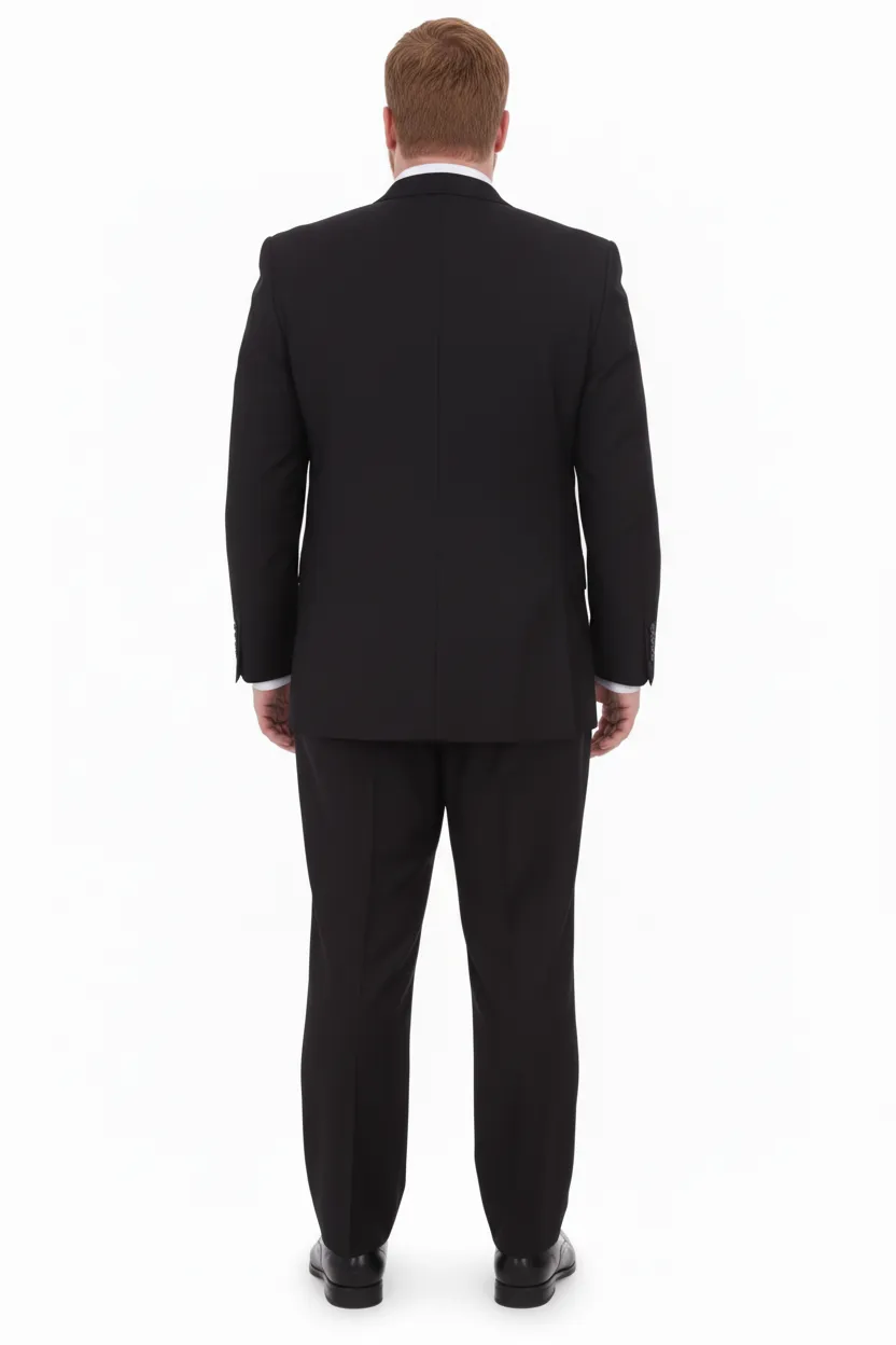 Mix And Match Suits Solid Black Men's Portly Fit Two Button Super 130s Suit Executive Fit Suit - Mens Portly Suit sold by Alberto Nardoni product image thumbnail 3