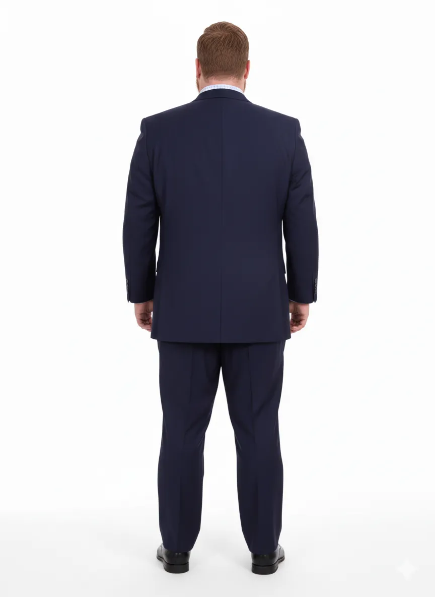 Mix And Match Suits Men's Super 130'S Textured Portly Fit Dark Navy Blue Suit For Men 2 Button Suit Executive Fit Suit - Mens Portly Suit sold by Alberto Nardoni product image thumbnail 2