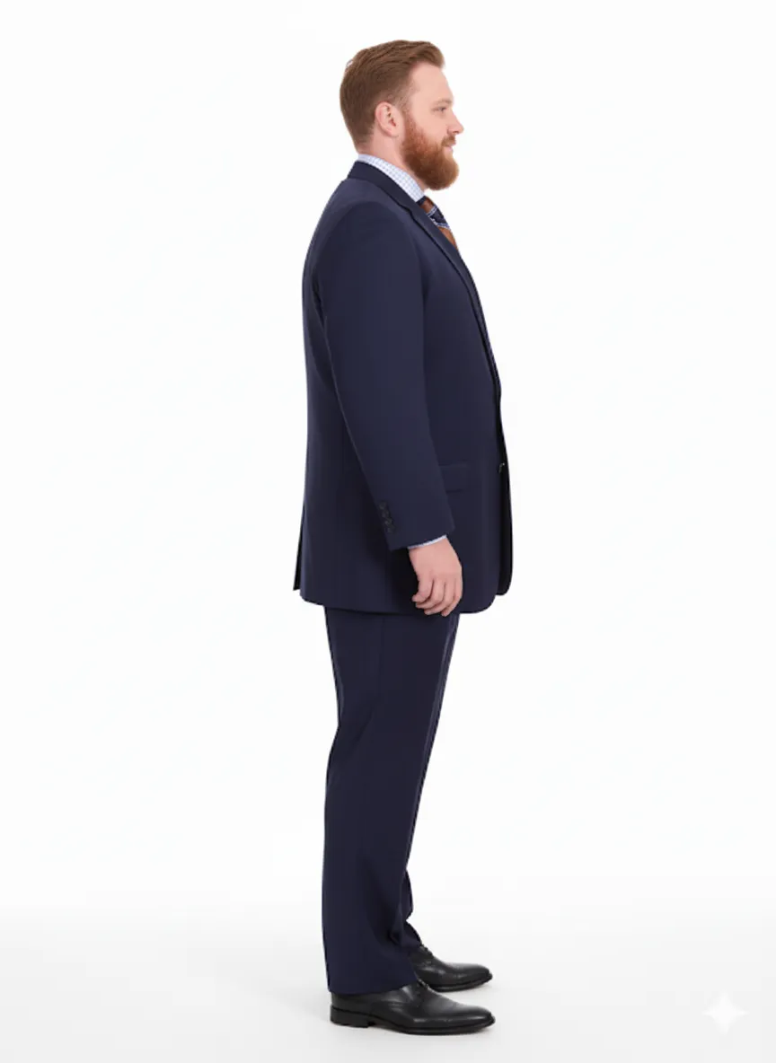 Mix And Match Suits Men's Super 130'S Textured Portly Fit Dark Navy Blue Suit For Men 2 Button Suit Executive Fit Suit - Mens Portly Suit sold by Alberto Nardoni product image thumbnail 3