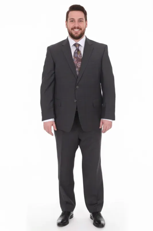 Mix And Match Suits Men's Two Button Fully Lined Portly Fit Gray Plaid With Blue Overcheck Suit Executive Fit Suit - Mens Portly Suit sold by Alberto Nardoni