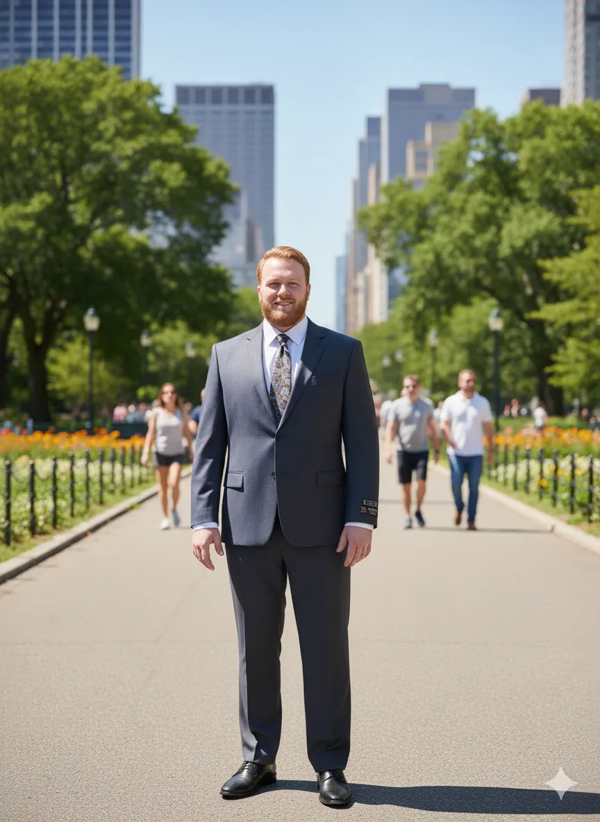 Mix And Match Suits Men's 2 Button Portly Fit Blue Plaid Pattern With Overcheck Suit Executive Fit Suit - Mens Portly Suit sold by Alberto Nardoni product image thumbnail 4