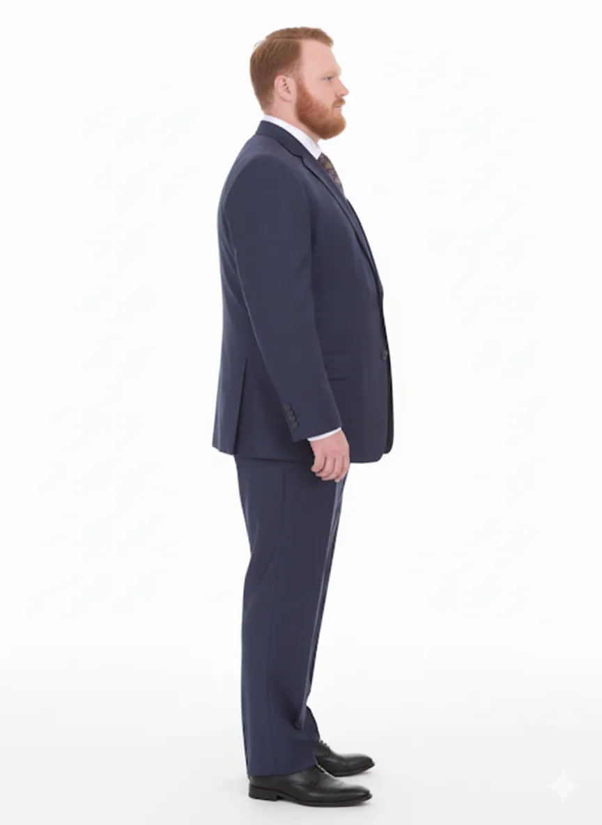 Mix And Match Suits Men's 2 Button Portly Fit Blue Plaid Pattern With Overcheck Suit Executive Fit Suit - Mens Portly Suit sold by Alberto Nardoni product image thumbnail 2