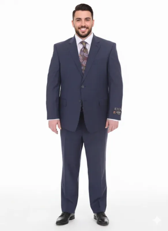 Mix And Match Suits Men's 2 Button Portly Fit Blue Plaid Pattern With Overcheck Suit Executive Fit Suit - Mens Portly Suit sold by Alberto Nardoni