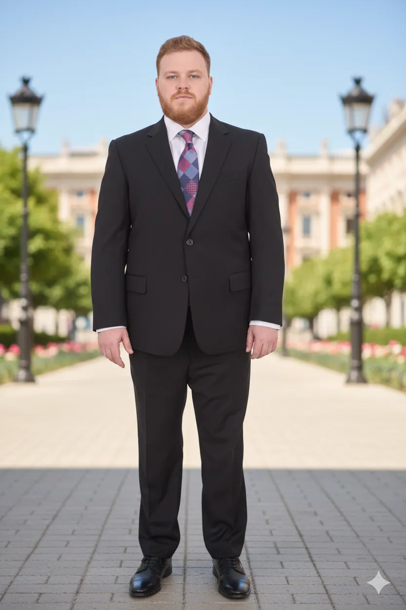 Mix And Match Suits Men's Black Portly Fit Tonal Pinstriped Pattern Two Button Super 130'S Suit Executive Fit Suit - Mens Portly Suit sold by Alberto Nardoni product image thumbnail 4