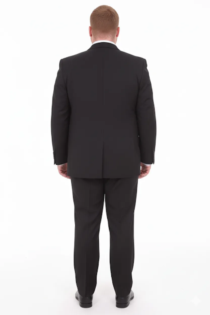 Mix And Match Suits Men's Black Portly Fit Tonal Pinstriped Pattern Two Button Super 130'S Suit Executive Fit Suit - Mens Portly Suit sold by Alberto Nardoni product image thumbnail 3