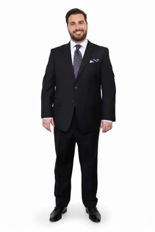 Mix And Match Suits Men's Two Button Portly Fit Black Tonal Suit Executive Fit Suit - Mens Portly Suit sold by Alberto Nardoni