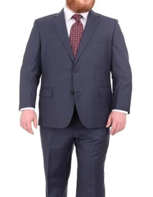 Men's Portly Fit Heather Blue Suit sold by Alberto Nardoni