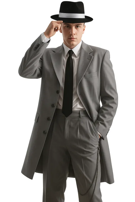 Mens Pimp Suit -Gangster Suit - Mobster Suit - Mafia Suit For Mens Vested Long Tuxedo Zoot Suit in Black sold by Alberto Nardoni