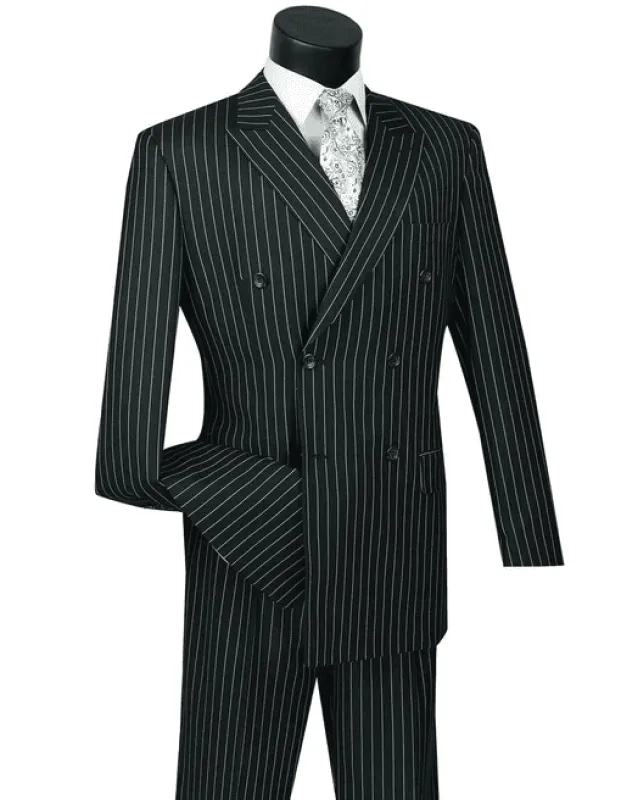 Mens Pimp Suit -Gangster Suit - Mobster Suit - Mafia Suit For Mens Double Breasted Gangster Pinstripe Suit in Black sold by Alberto Nardoni