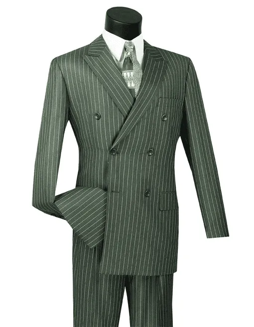 Mens Pimp Suit -Gangster Suit - Mobster Suit - Mafia Suit For Mens Double Breasted Gangster Pinstripe Suit in Charcoal Grey sold by Alberto Nardoni