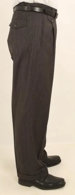 Mens Black Pinstripe Dress Pants - Stripe Slacks - Flat Front Style made by Alberto Nardoni