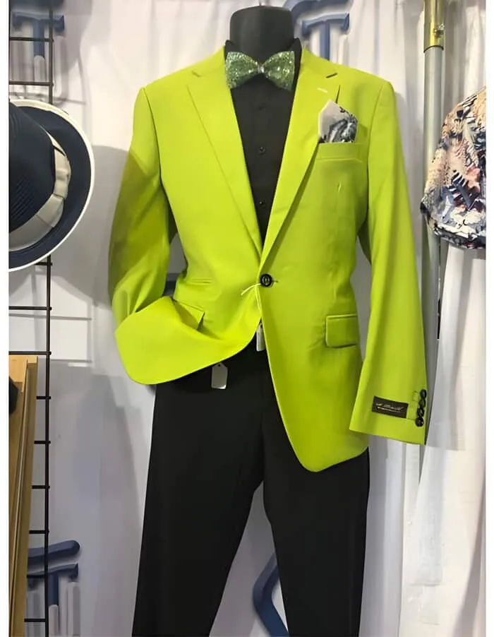 Neon suit - Neon green suit - 10 Styles & Brand men's Neon Green ~ Bright Lime Green Affordable Cheap Priced Unique Fancy For Men Available Big Sizes on sale Blazer ~ Sport Coat sold by Alberto Nardoni