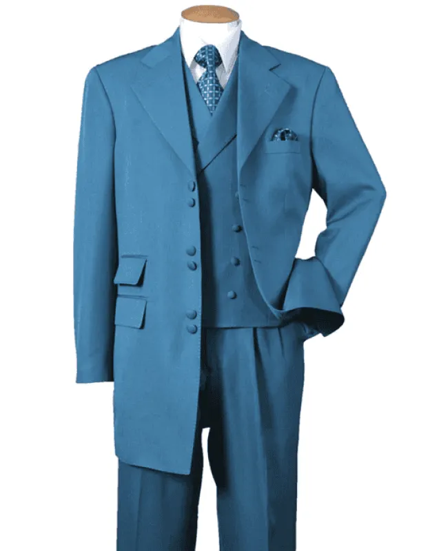 Mens Pimp Suit -Gangster Suit - Mobster Suit - Mafia Suit For Mens 6 Button Double Breasted Vest Zoot Suit in Turquoise made by Alberto Nardoni
