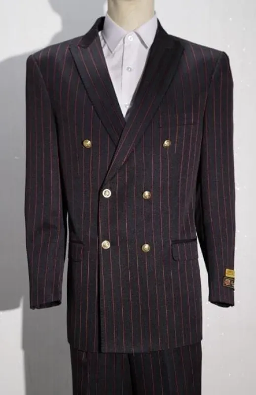 Mens Pimp Suit -Pinstripe Zoot Suit Black and Red Suit sold by Alberto Nardoni