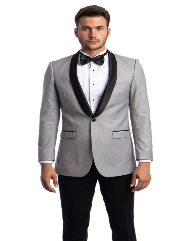 Mens Slim Fit 1 Button Grey Tuxedo sold by Alberto Nardoni