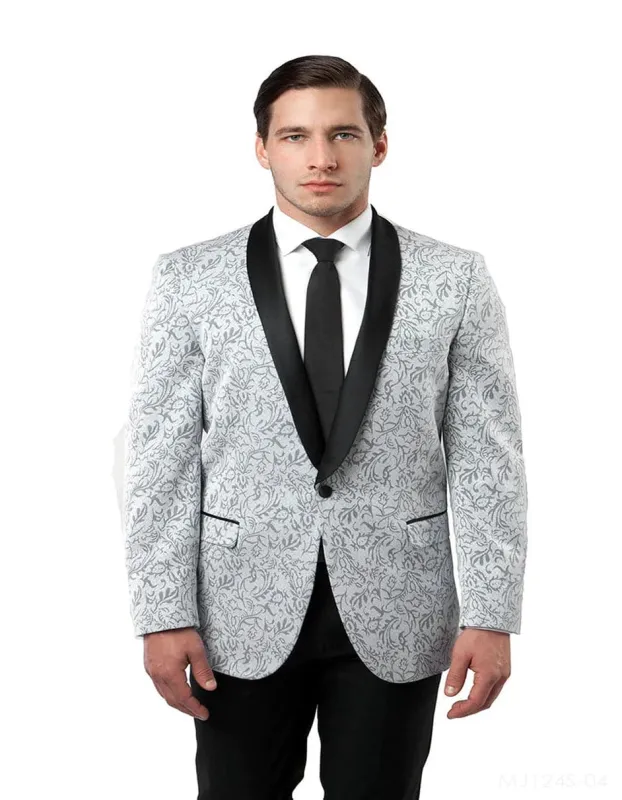 Men's Floral Paisley Silver Tuxedo sold by Alberto Nardoni