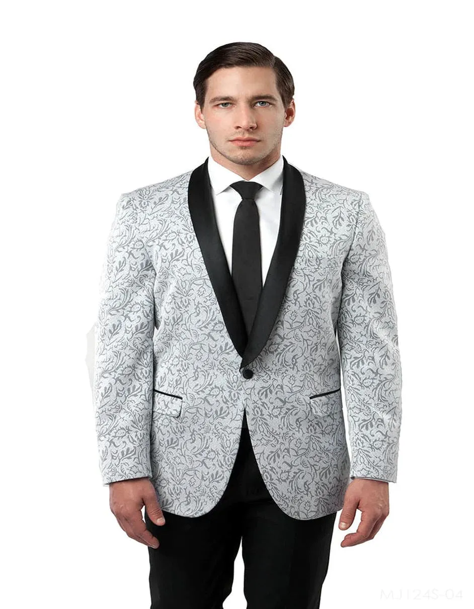 Men's Floral Paisley Silver Tuxedo sold by Alberto Nardoni