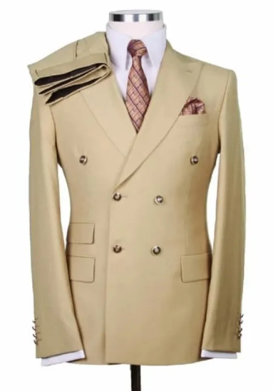 Mens Double Breasted Blazer - Ivory Double Breasted Sport Coat sold by Alberto Nardoni