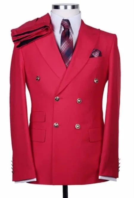 Mens Double Breasted Blazer - Red Double Breasted Sport Coat sold by Alberto Nardoni