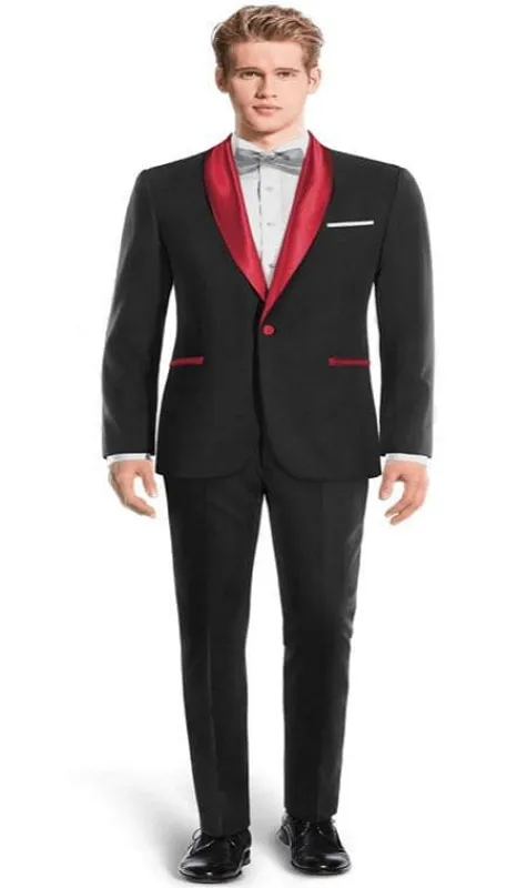 Men's Black And Red Two Toned Tuxedo Suit - Red Tuxedo sold by Alberto Nardoni