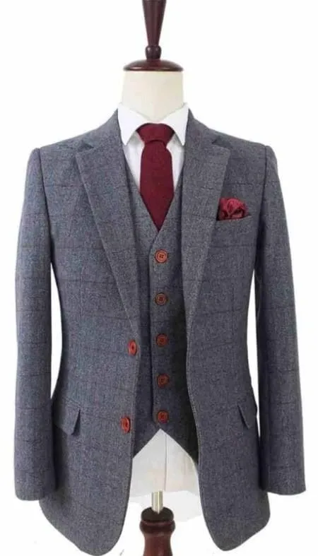 1930s Fashion Tweed ~ Herringbone Pattern - Mens 1930 Suit - 1930s Tuxedo - Modern Fit Gray Suit sold by Alberto Nardoni
