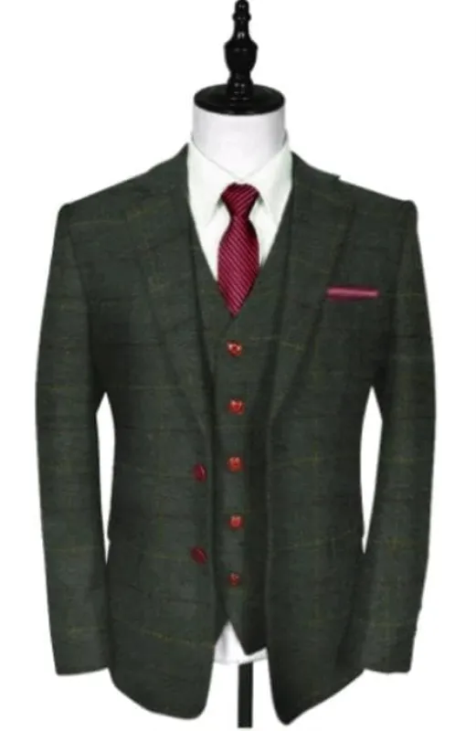 Herringbone Pattern  - Mens 1930 Suit -  1930s Tuxedo - Green Suit sold by Alberto Nardoni