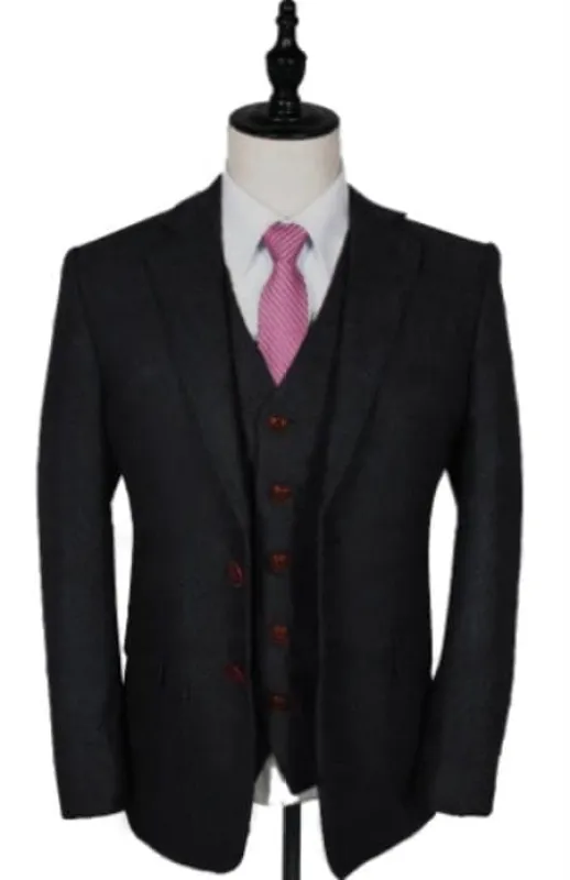 1930s Fashion Tweed ~ Herringbone Pattern  - Mens 1930 Suit -  1930s Tuxedo - Black Suit sold by Alberto Nardoni