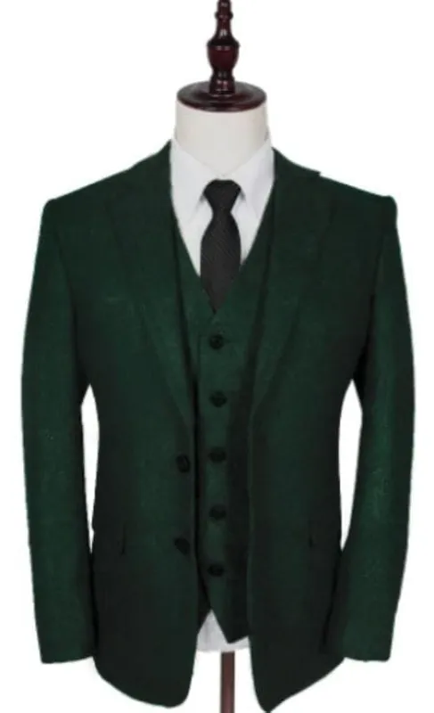 1930s Fashion Tweed ~ Herringbone Pattern  - Mens 1930 Suit -  1930s Tuxedo - Green Suit sold by Alberto Nardoni