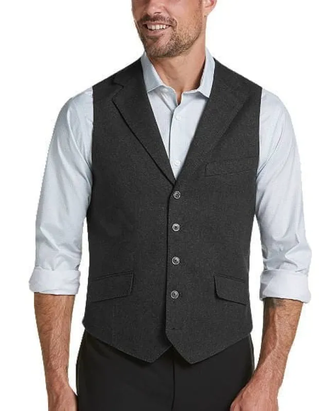Five Button Flap Pocket Men's Charcoal Slim Fit Suit Separates Vest sold by Alberto Nardoni