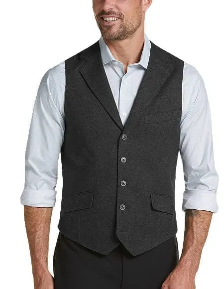Five Button Flap Pocket Men's Charcoal Slim Fit Suit Separates Vest sold by Alberto Nardoni