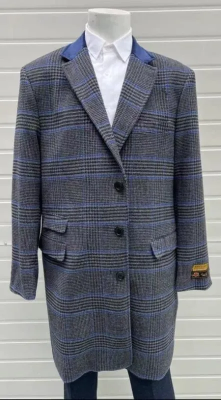 Mens Grey Plaid Peacoat sold by Alberto Nardoni