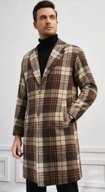Mens Plaid Overcoat - Wool Peacoat - Plaid Topcoats sold by Alberto Nardoni